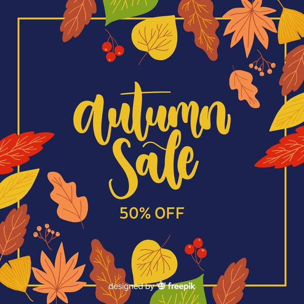 Fondo de rebajas de otoño dibujado a mano