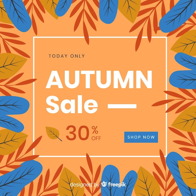 Fondo de rebajas de otoño en diseño plano