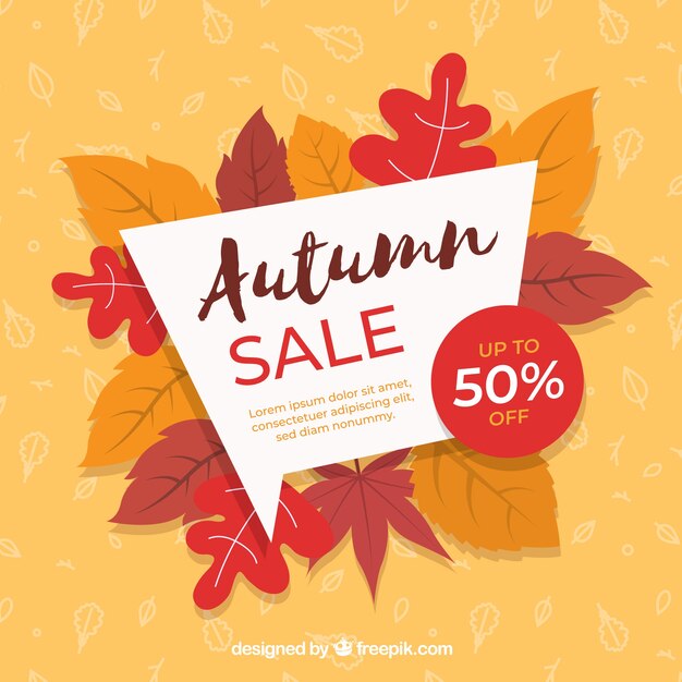 Fondo de rebajas de otoño con hojas de colores