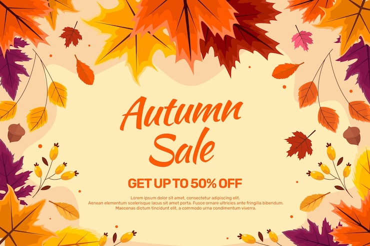 Vector gratuito fondo de rebajas de otoño plano dibujado a mano
