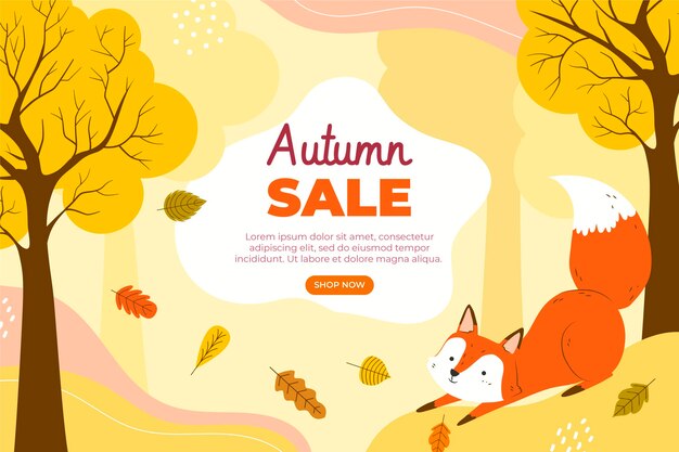 Fondo de rebajas de otoño plano dibujado a mano