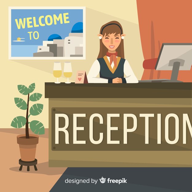 Fondo recepcionista hotel plana