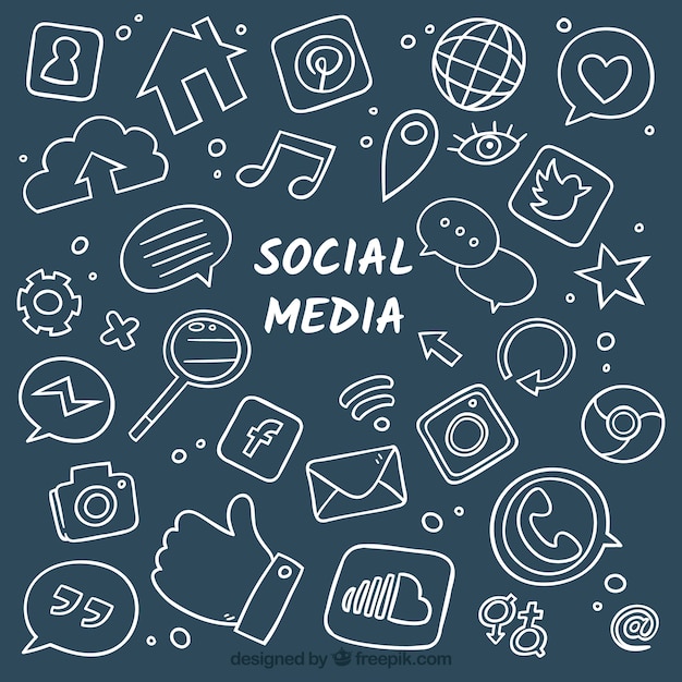 Fondo de redes sociales dibujado a mano
