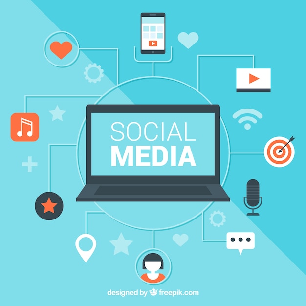 Fondo de redes sociales con diseño plano