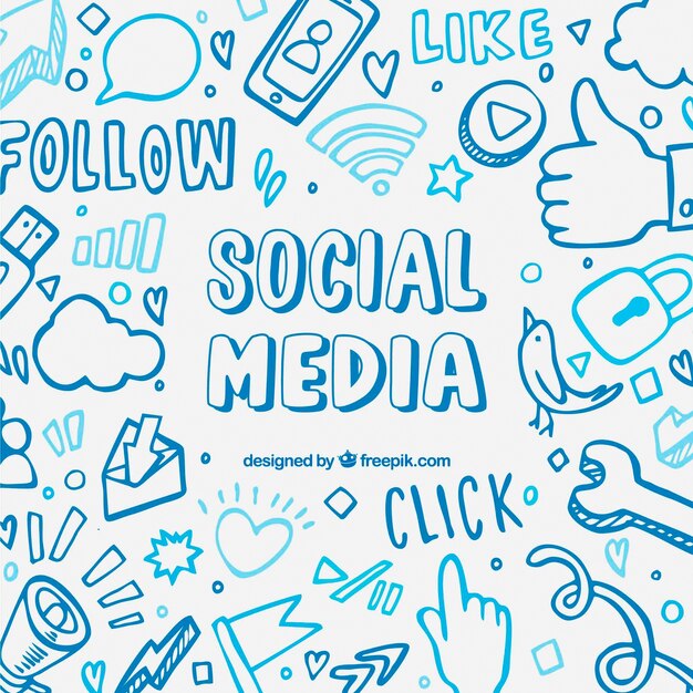 Fondo de redes sociales con elementos dibujados a mano