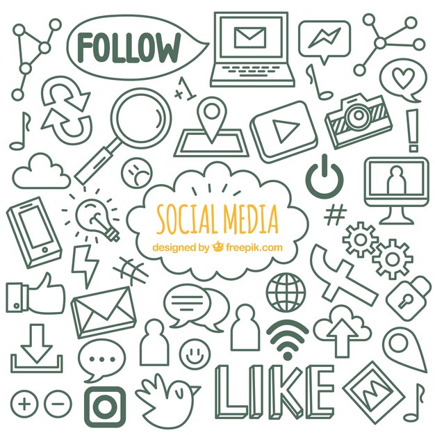 Fondo de redes sociales con estilo de dibujo a mano