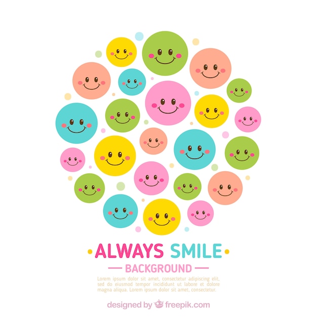 Fondo redondo con emoticonos de colores