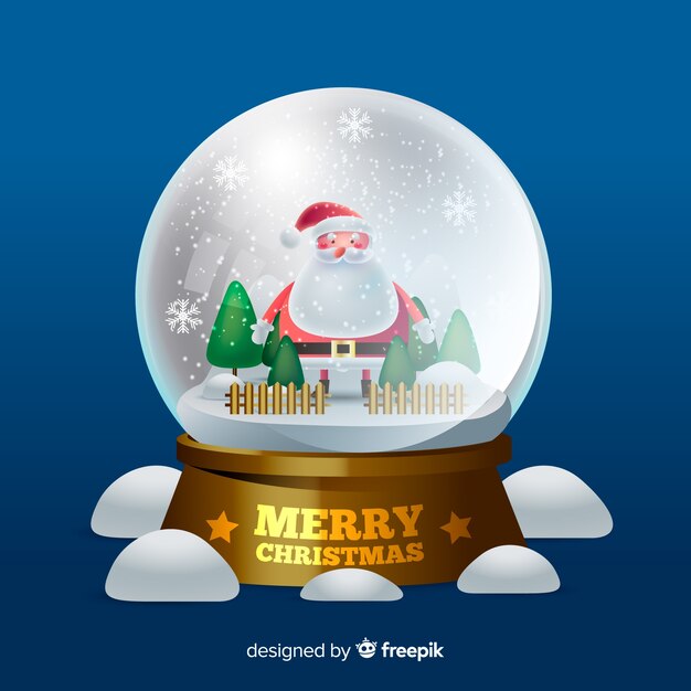 Fondo con reflejos de bola de nieve de navidad