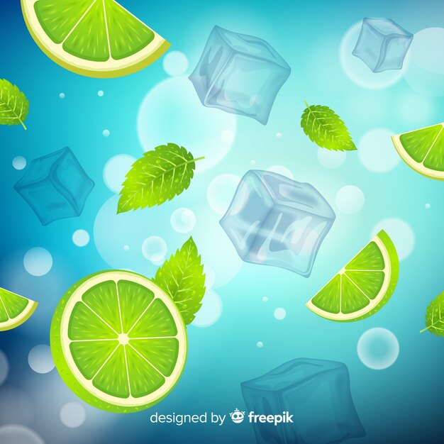 Fondo refrescante de cubos de hielo