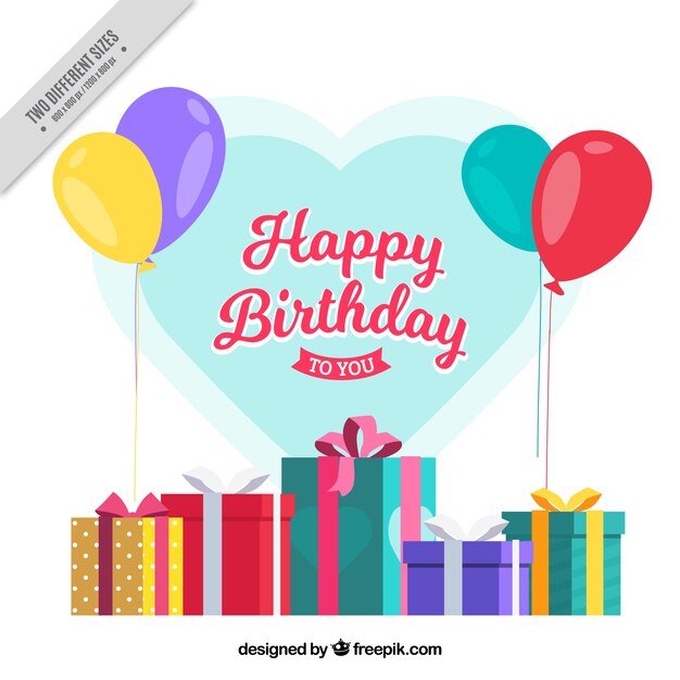 Fondo de regalos de cumpleaños con globos 