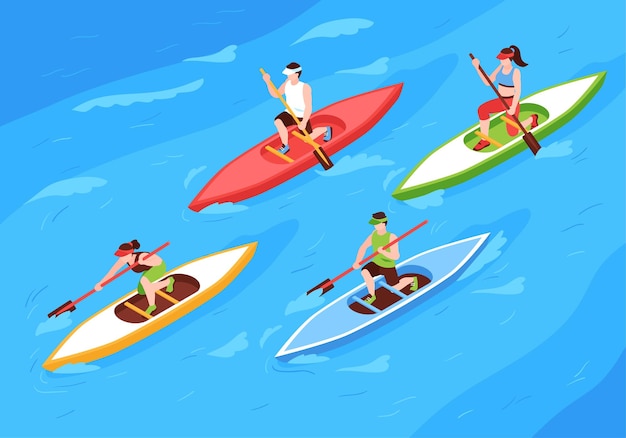 Fondo de regata con símbolos de carrera de vela ilustración vectorial isométrica