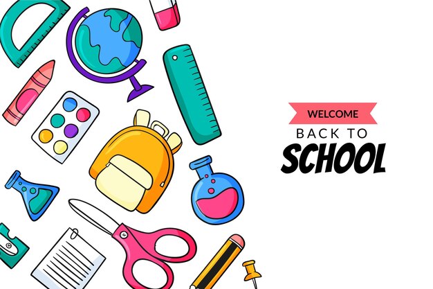 Fondo de regreso a la escuela dibujado a mano