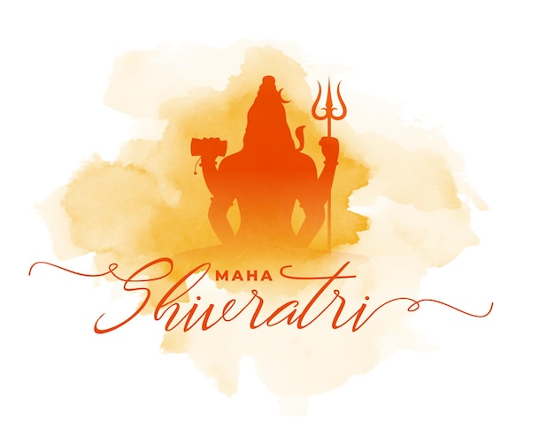 Vector gratuito fondo religioso maha shivratri con efecto acuarela.