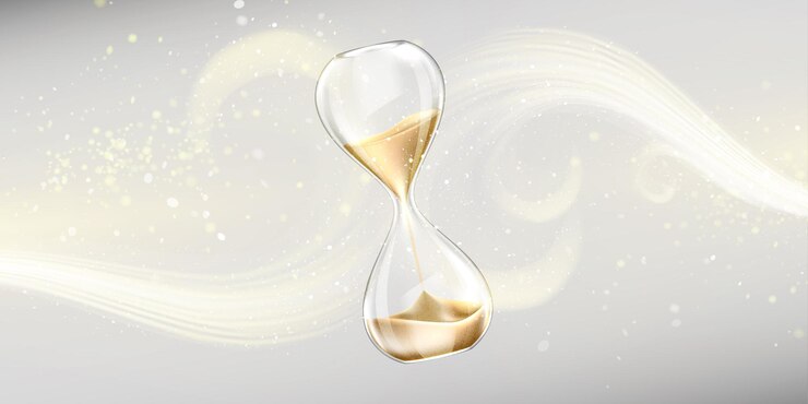 Vector gratuito fondo con reloj de arena de arena, temporizador de vidrio