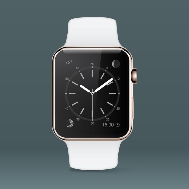 Fondo con reloj inteligente blanco