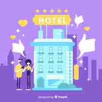 Vector gratuito fondo reseña de hotel plano