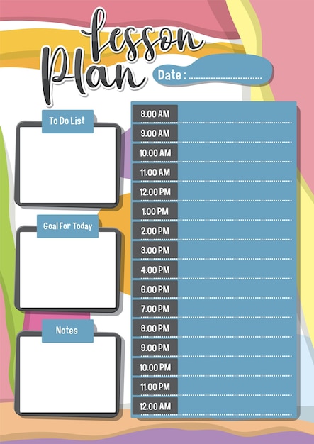Fondo resumido colorido para la plantilla del plan de lección diaria