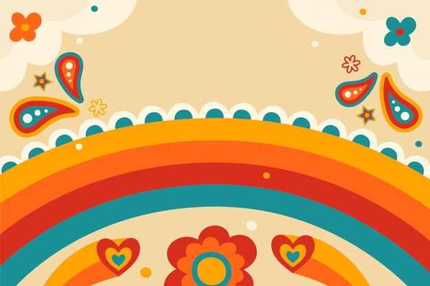 Fondo retro años 60-70 dibujado a mano