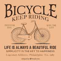 Vector gratuito fondo retro de boceto de bicicleta con mensaje