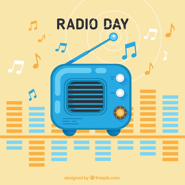 Vector gratuito fondo retro del día de la radio en estilo lindo