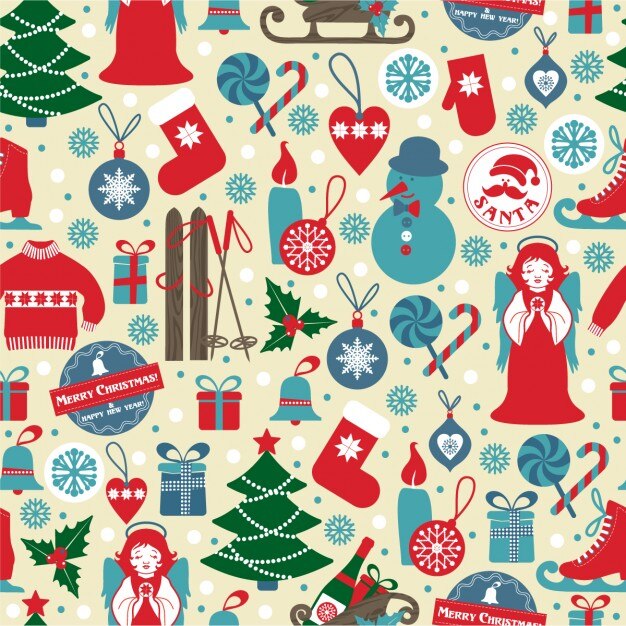 Fondo retro con elementos de navidad