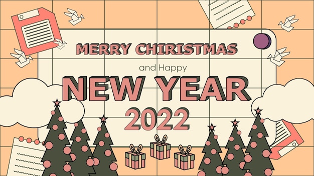 Fondo retro feliz año nuevo plano nostálgico de los 90