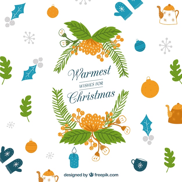 Fondo retro de feliz navidad con elementos