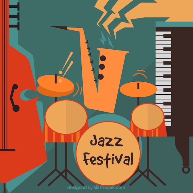 Vector gratuito fondo retro de festival de jazz en estilo vintage