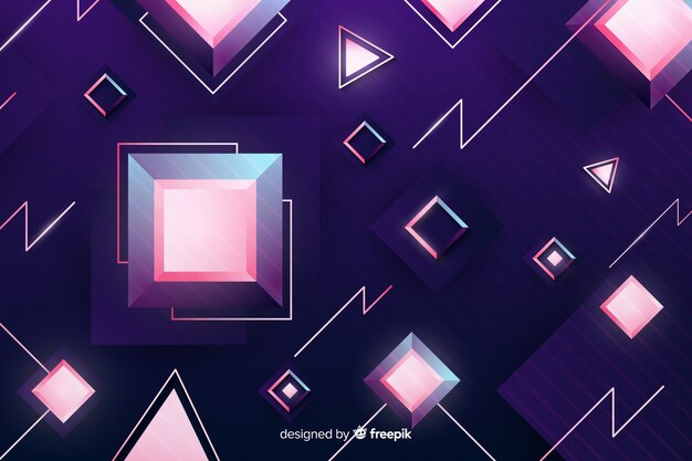 Fondo retro futurista tridimensional con formas geométricas