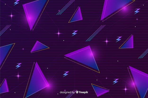 Fondo retro futurista tridimensional con formas geométricas