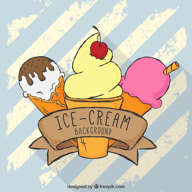 Vector gratuito fondo retro de helados dibujados a mano