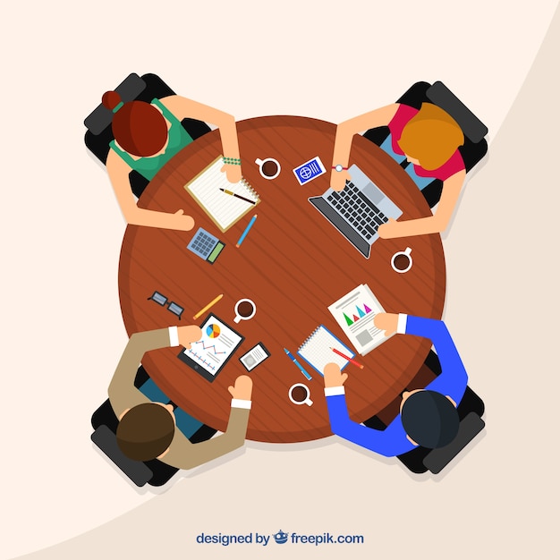 Fondo de reunión con mesa redonda de negocios 