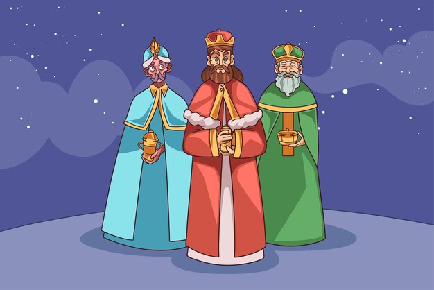 Fondo de reyes magos dibujado a mano