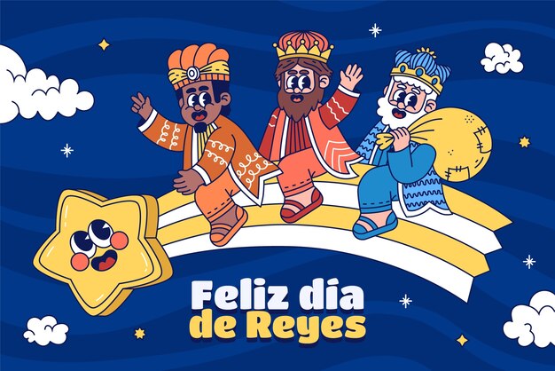 Fondo de reyes magos dibujado a mano