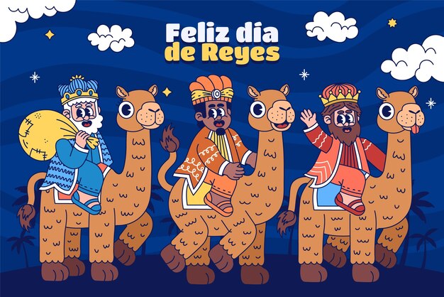 Fondo de reyes magos dibujado a mano