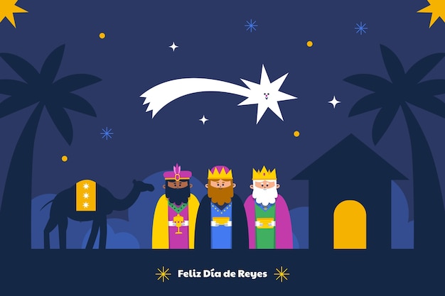 Vector gratuito el fondo de los reyes magos planos