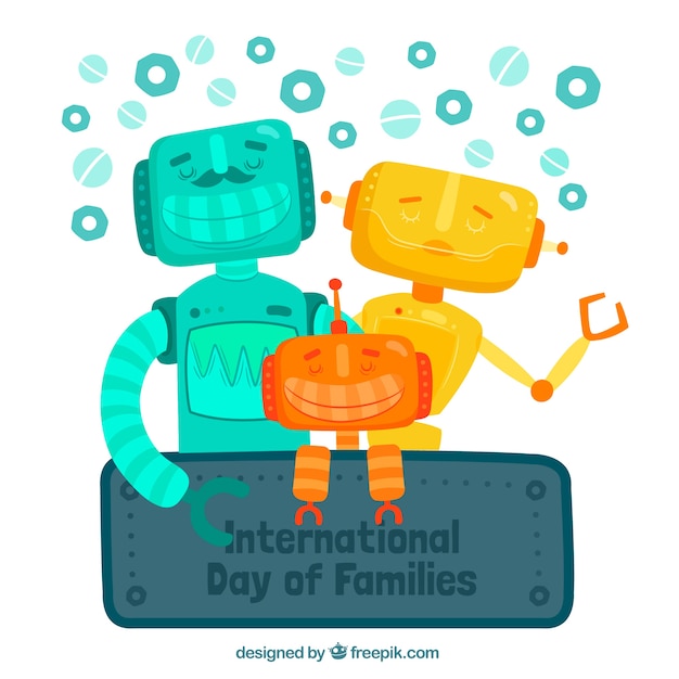 Vector gratuito fondo de robots de colores para el día internacional de las familias