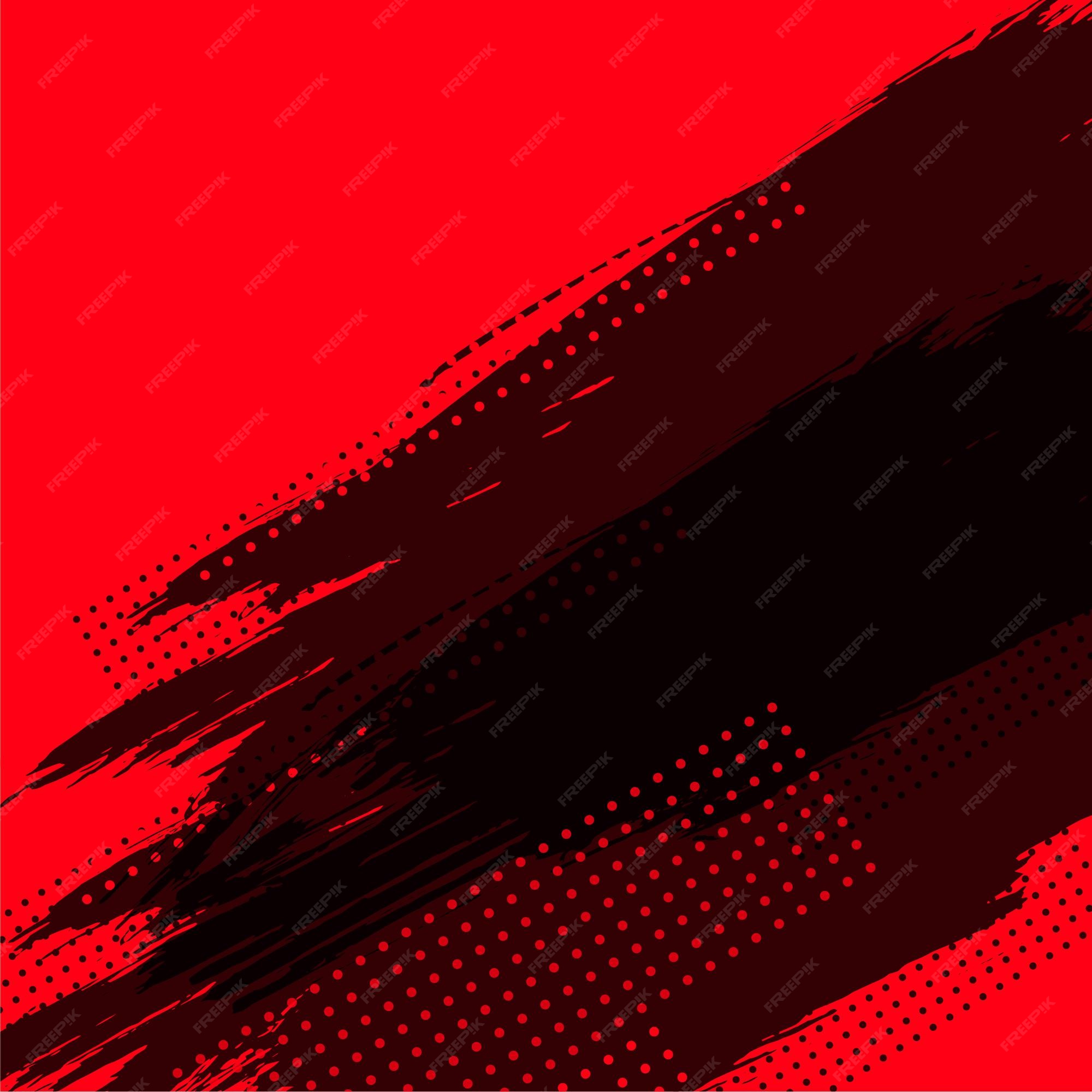 Fondo rojo abstracto con grunge negro y semitono | Vector Gratis