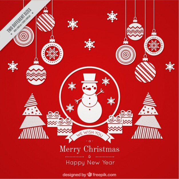 Fondo rojo de adornos navideños 