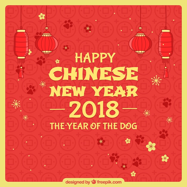 Vector gratuito fondo rojo y amarillo de año nuevo chino