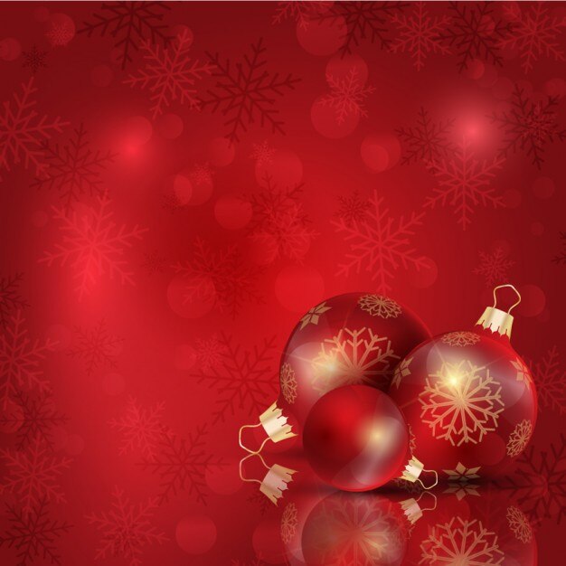 Fondo rojo de bolas navideñas realistas