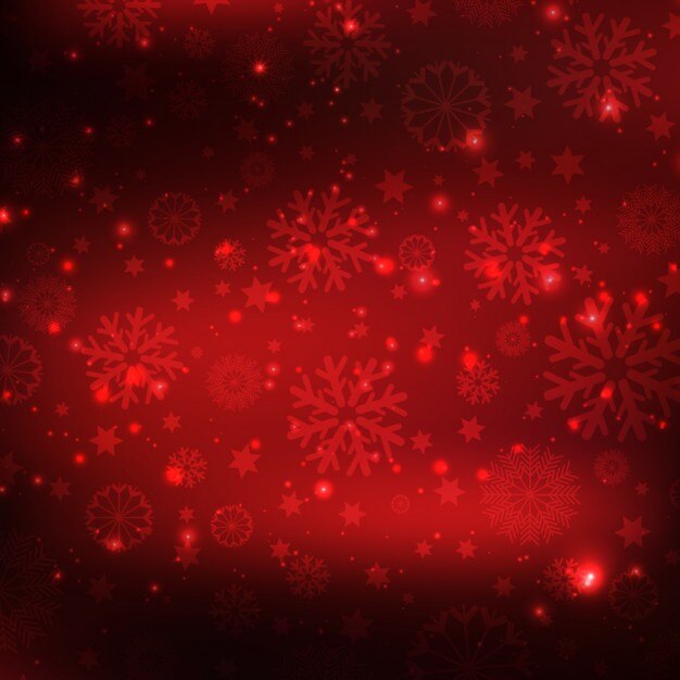 fondo rojo brililante de copos de nieve
