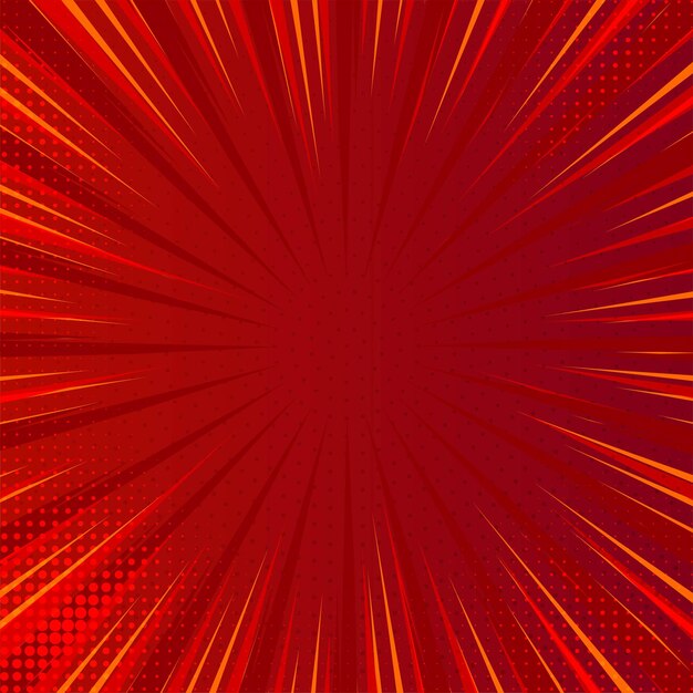 Fondo rojo comic moderno con rayos explosivos