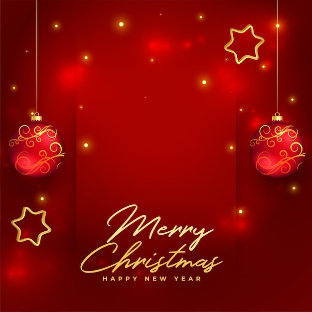 Fondo rojo dorado feliz navidad con ilustración de vector de diseño de bola colgante