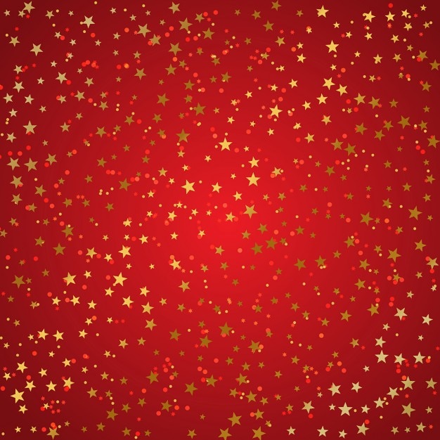 Fondo rojo con estrellas doradas