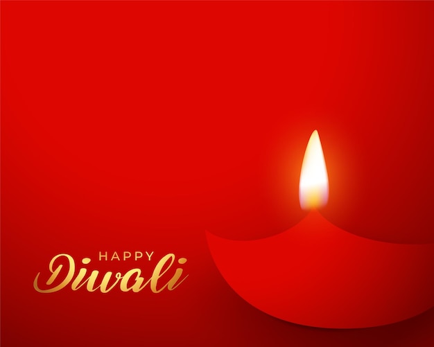 Vector gratuito fondo rojo feliz diwali con diseño de diya ardiente