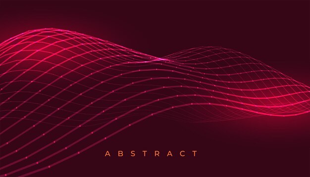 Fondo rojo granate con líneas de onda 3d
