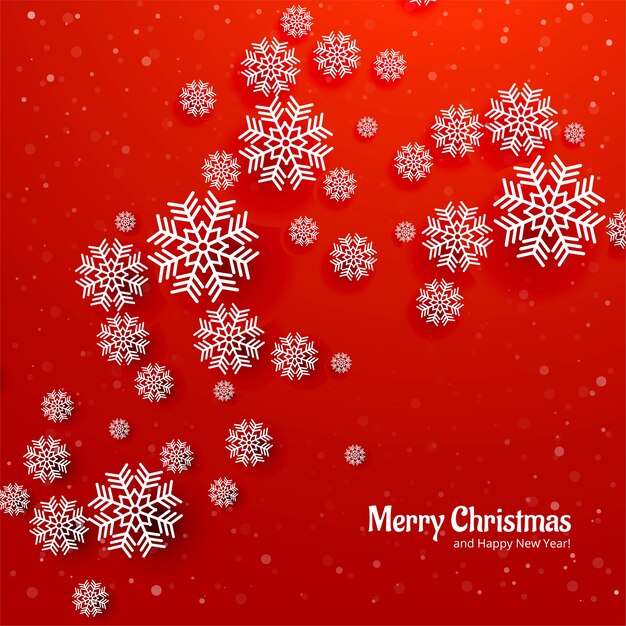 Fondo rojo hermoso de la tarjeta de snowflack de la Navidad