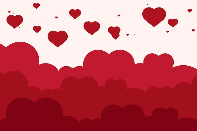 Fondo rojo del modelo de la nube del corazón del vector