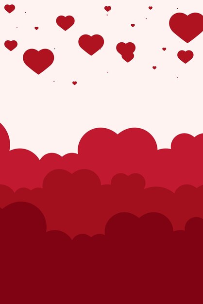 Fondo rojo del modelo de la nube del corazón del vector